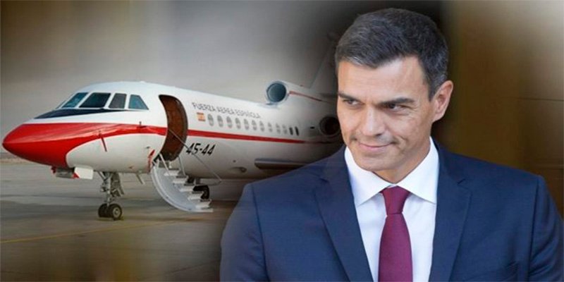 Pedro S&aacute;nchez y el Falcon.
