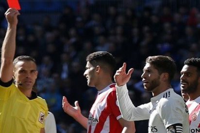 Sergio Ramos ampl&iacute;a su r&eacute;cord como el futbolista m&aacute;s expulsado de la Liga