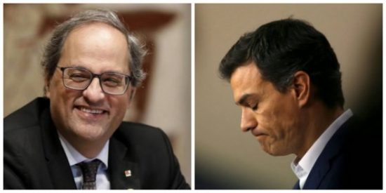 La farsa de los lazos amarillos: Sánchez sigue haciendo el Don Tancredo ante un Torra que se fuma un puro con la ley