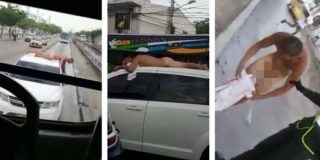 Colombia: Hombre viaja desnudo y encima de una camioneta