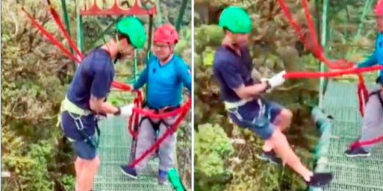 Pilar Rubio ve horrorizada como su marido Sergio Ramos hace puenting en Costa Rica