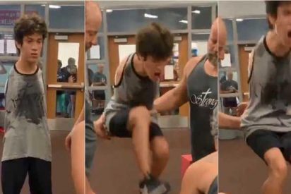 Este adolescente sin brazos rompe a llorar tras superar un reto de salto