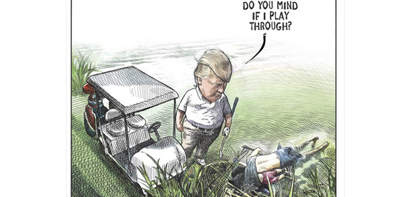Caricaturista canadiense pierde su trabajo por hacer esta ilustración sobre Trump y los inmigrantes muertos