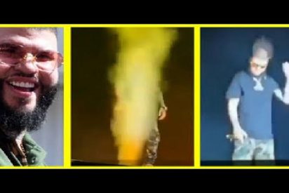 Al reguetonero Farruko se le vuela el peluqu&iacute;n en pleno concierto y se le ve "el cart&oacute;n"