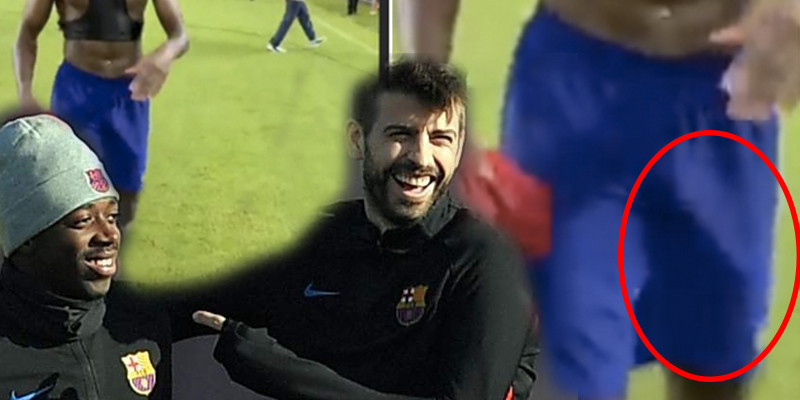 ¿Pero eso qué es?: La 'manguera' de Dembélé desbanca a la del propio Piqué en el vestuario del Barça