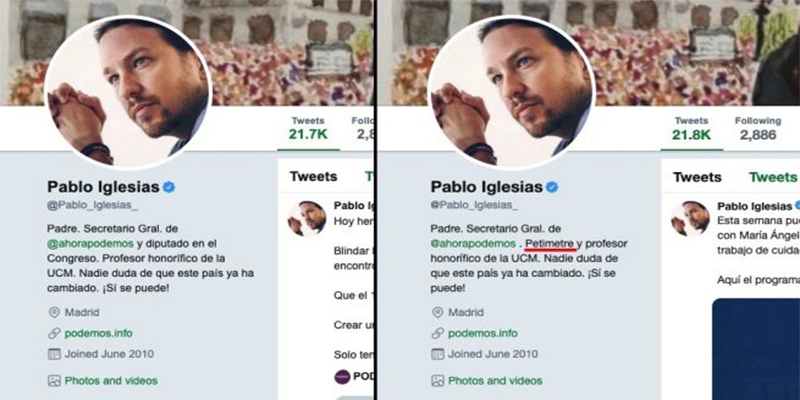 El rid&iacute;culo de Pablo Iglesias ahora se autodenomina en Twitter como un &ldquo;petimetre&rdquo;: &rdquo;Presumido, se&ntilde;orito&rdquo;
