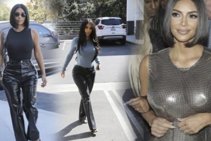 Kim Kardashian se calza estos pantalones de cuero que le quedan como a un 'santo dos pistolas'