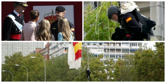 Tsunami de cariño para el paracaidista de la farola: toda España quiere que vuelva a ser en 2020 el abanderado para el desfile del 12-O