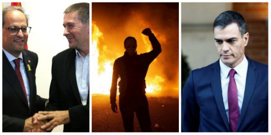 La par&aacute;lisis de S&aacute;nchez ante una revuelta alentada por Torra en la que solo falta Otegi para poner la guinda del oprobio