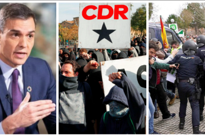 Guante de seda de S&aacute;nchez con los CDR independentistas y cargas, porras y pelotas de goma contra los agricultores espa&ntilde;oles