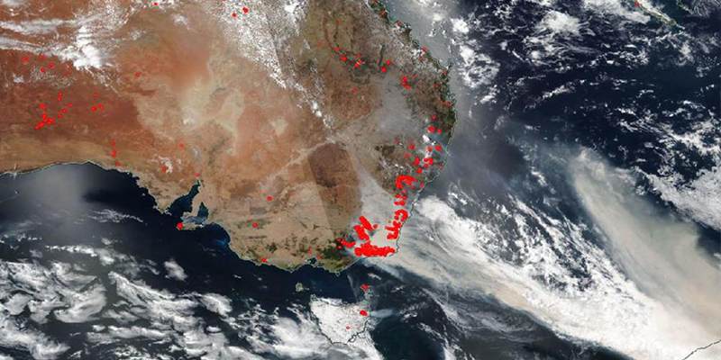As&iacute; se ven desde el espacio los devastadores incendios forestales que azotan Australia