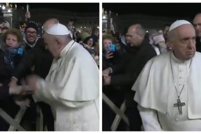 La ira del Papa: el chavista Bergoglio muestra su cara m&aacute;s sat&aacute;nica con una feligresa que le cogi&oacute; la mano