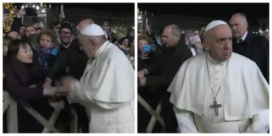 La ira del Papa: el chavista Bergoglio muestra su cara m&aacute;s sat&aacute;nica con una feligresa que le cogi&oacute; la mano