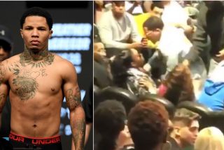 Un boxeador agrede violentamente a su pareja durante un partido de baloncesto