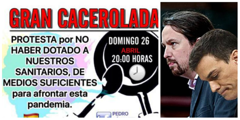 Estruendosa cacerolada en toda Espa&ntilde;a contra el Gobierno del bulo S&aacute;nchez-Iglesias