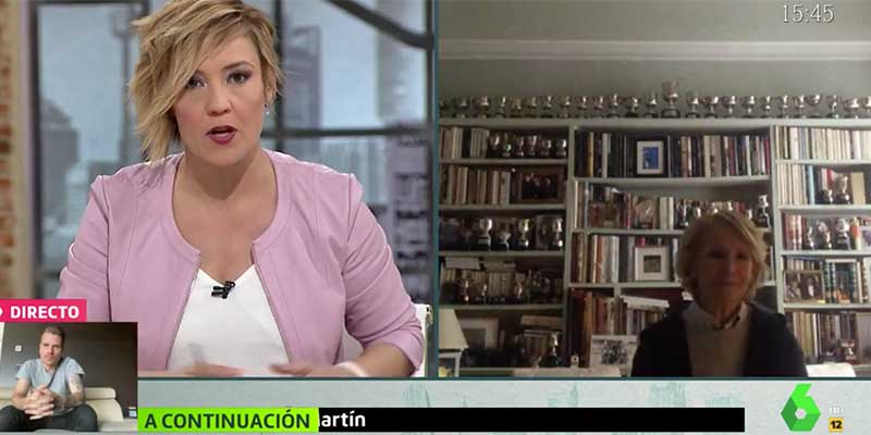 Esperanza Aguirre restriega por la cara de Cristina Pardo "los 15 millones de euros de subvención" del Gobierno a laSexta