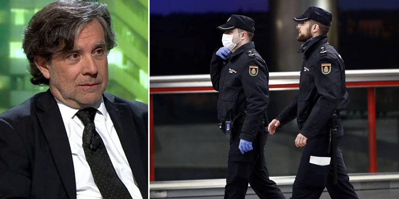 Antonio Seoane, juez podemita, protegido con guantes y mascarilla, echa un rapapolvo despreciable a los policías que reclaman medios contra el coronavirus