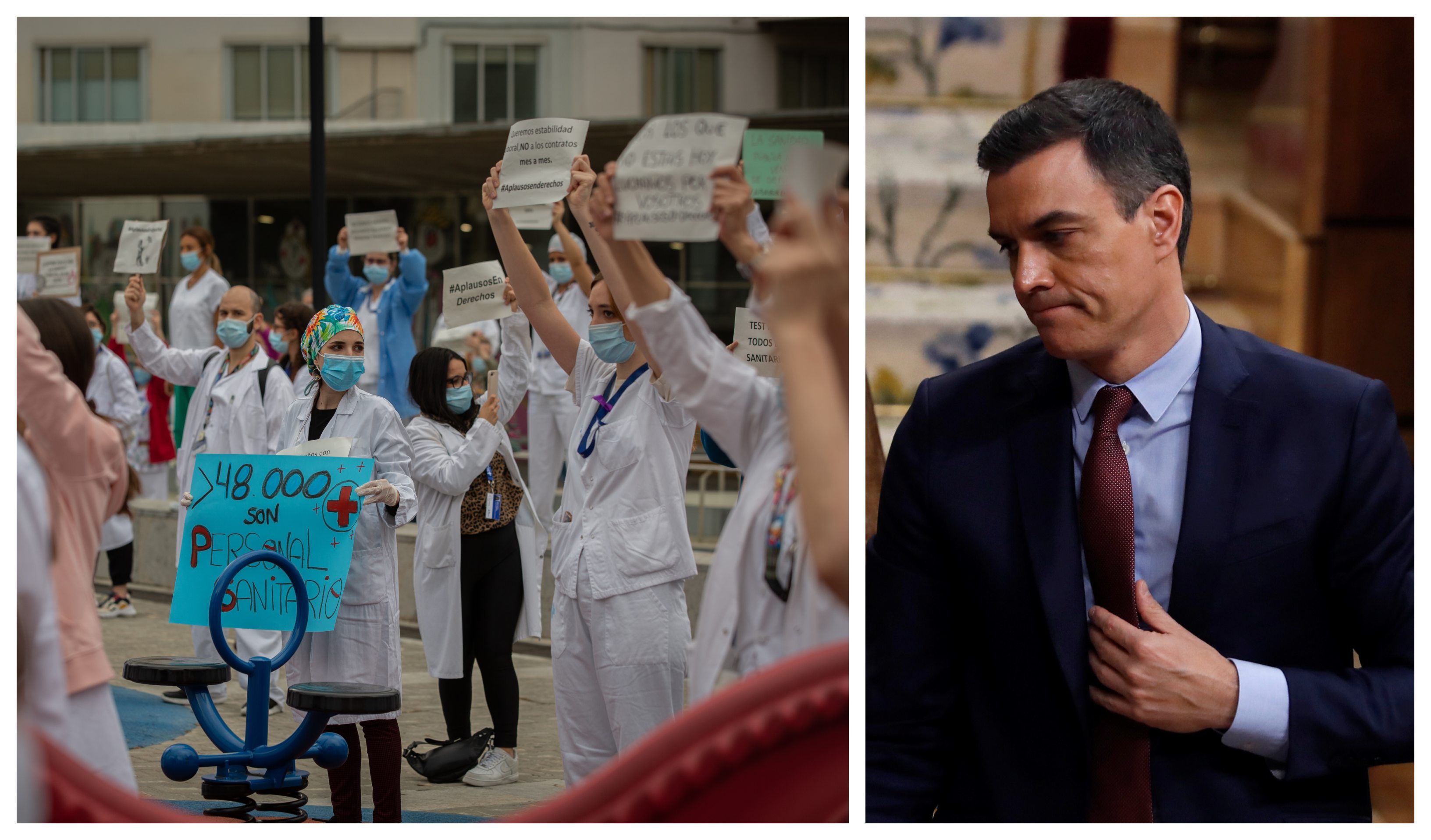 Pedro S&aacute;nchez recuerda a las enfermeras y recibe una dosis de realidad: "&iexcl;Las ten&eacute;is sin EPI, necio!"