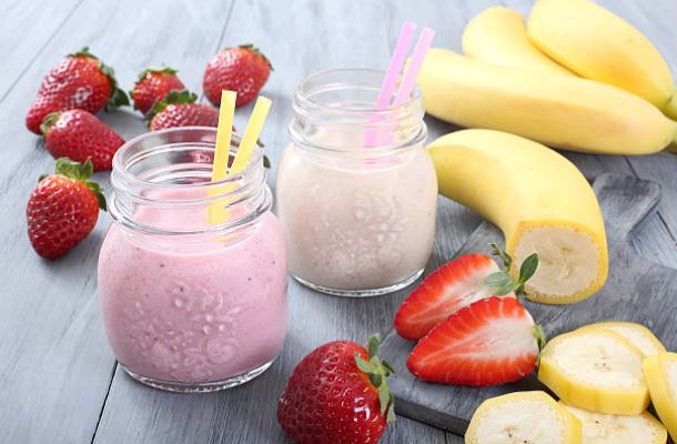 Batido de fresa y plátano