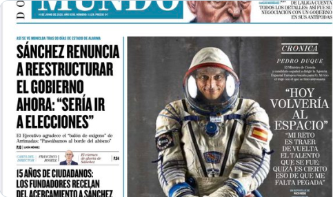 Twitter pone en &oacute;rbita a Pedro Duque por prestarse a una foto de verg&uuml;enza ajena