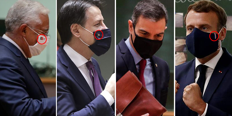 Adivinen qu&eacute; l&iacute;der europeo no lleva la bandera de su pa&iacute;s en la mascarilla...