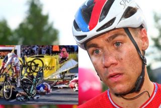 Ciclista en coma: brutal ca&iacute;da en la l&iacute;nea de meta del Tour de Polonia 2020