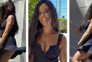 Pedroche es v&iacute;ctima de su descuido, del vestido y del viento