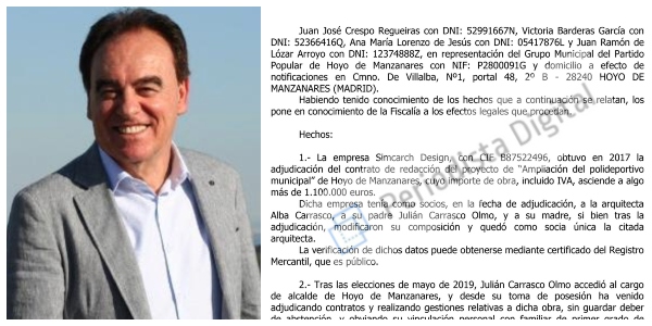 El alcalde de Hoyo de Manzanares adjudica la obra del polideportivo municipal a la empresa de su hija