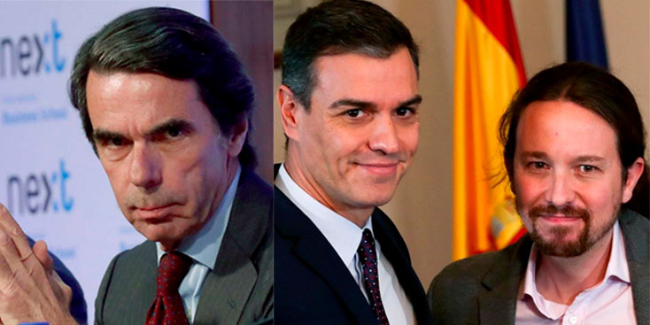 Aznar desvela por qu&eacute; el plan del PSOE-Podemos llevar&aacute; a Espa&ntilde;a a una "deriva populista y autoritaria"
