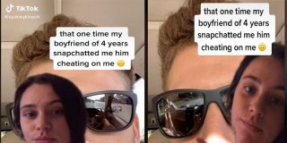 Ella descubre que le est&aacute; siendo infiel por el reflejo de sus gafas