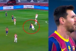 Un frustrado Messi sacude un trompazo a un futbolista del Atleti, le sacan la roja y la red se parte de risa