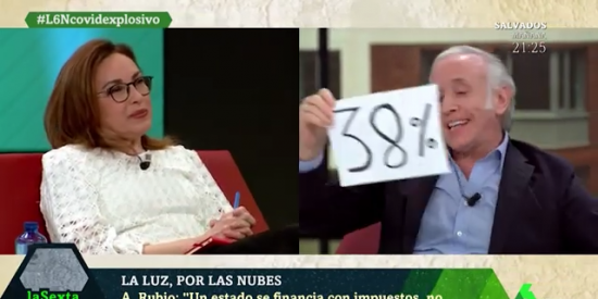 La chispa de Inda para rebatir a una Ang&eacute;lica Rubio empe&ntilde;ada en salvar a S&aacute;nchez por la subida de la luz