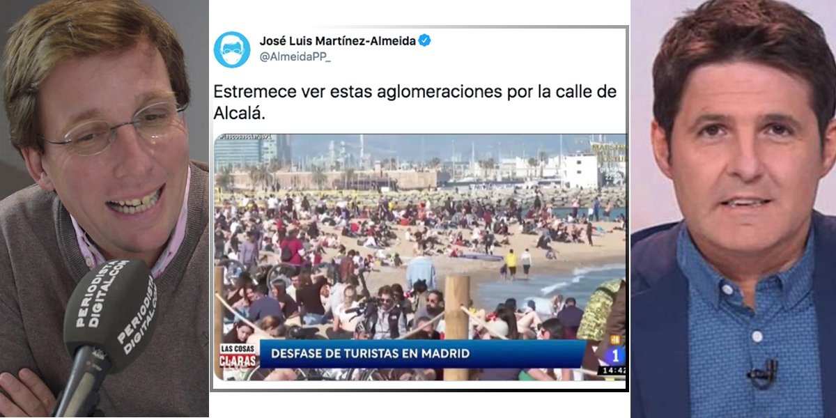 Almeida se cachondea de la última manipulación de Cintora en TVE colocando una atestada Barceloneta en Madrid