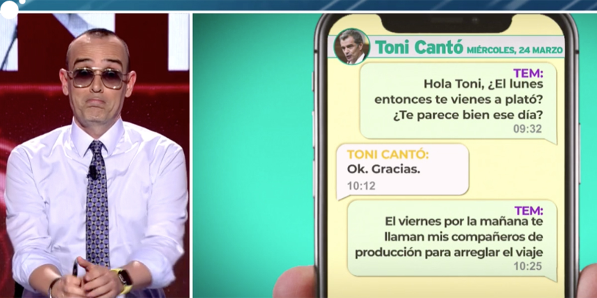 Toni Cant&oacute; enga&ntilde;&oacute; a Risto Mejide y el publicista se venga sacando los mensajes privados que intercambiaron con &eacute;l