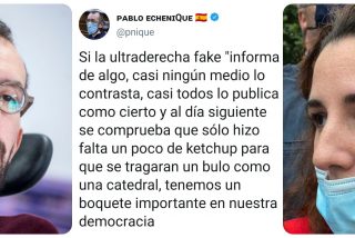 Echenique, que llamaba 'ketchup' a la sangre de la pedrada a De Meer, rabia contra VOX por decir que el ‘molotov’ a Podemos es un montaje