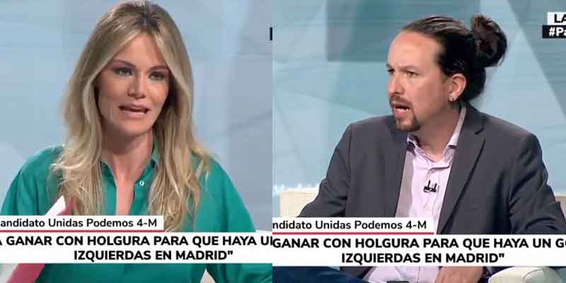 Entrevista en Telemadrid: la novia de Cintora le hace 'masaje' a Pablo Iglesias