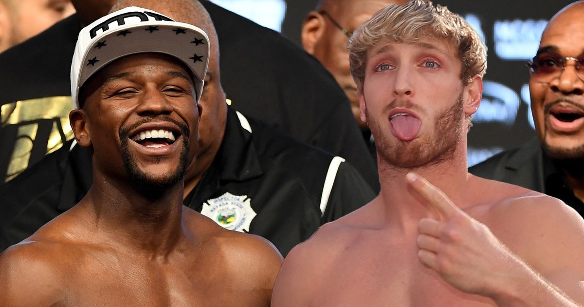 El bloguero boxeador Jake Paul le arranca la gorra a Floyd Mayweather y termina con un ojo morado
