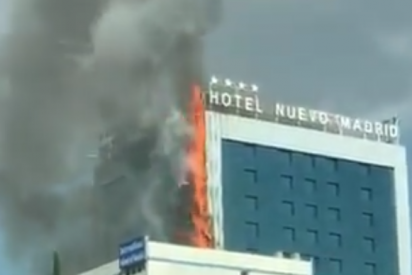 Gran incendio en el Hotel Nuevo Madrid, junto a la M-30