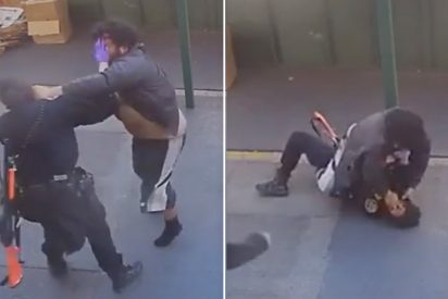 El vagabundo ataca a la mujer polic&iacute;a y casi se la merienda