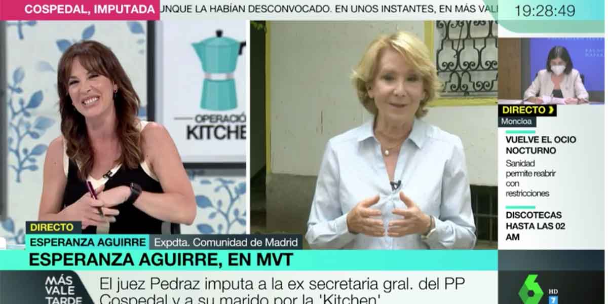 Esperanza Aguirre exige a Mamen Mendiz&aacute;bal que la respete: "Tiene la costumbre de no dejar hablar al entrevistado"