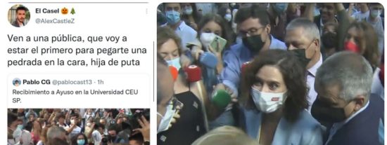 Twitter se inhibe con el facineroso que amenaza con "pegar una pedrada" a Ayuso