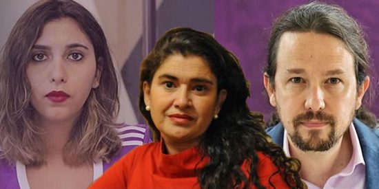 Pablo Iglesias, Lucía Etxebarria y Dina Bousselham