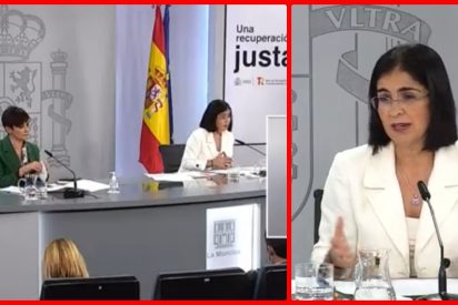 Ristra de palos a las ministras que obligan a llevar mascarilla en la calle pero lo explican en una sala sin ella