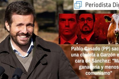 Pablo Casado (PP) sacude una chuleta a Garz&oacute;n en la cara de S&aacute;nchez: "M&aacute;s ganader&iacute;a y menos comunismo"