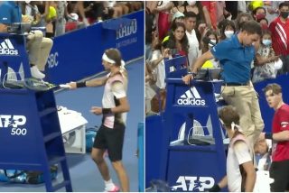 Un violento e irrespetuoso Zverev es descalificado del Abierto de M&eacute;xico tras propinar raquetazos a la silla del juez