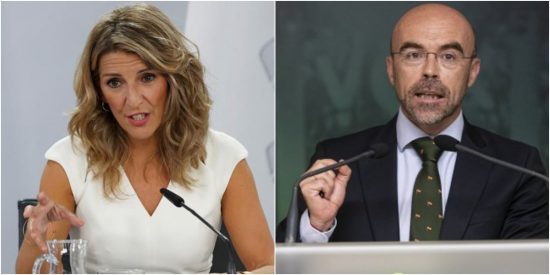 La ministra de Trabajo y Vicepresidenta Segunda, Yolanda D&iacute;az y el Jefe Delegaci&oacute;n de Vox en el Parlamento Europeo, Jorge Buxad&eacute;