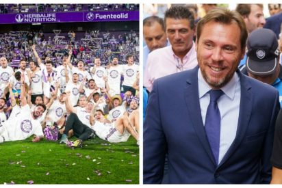 Monumental pitada a &Oacute;scar Puente (PSOE) en la celebraci&oacute;n del ascenso del Real Valladolid