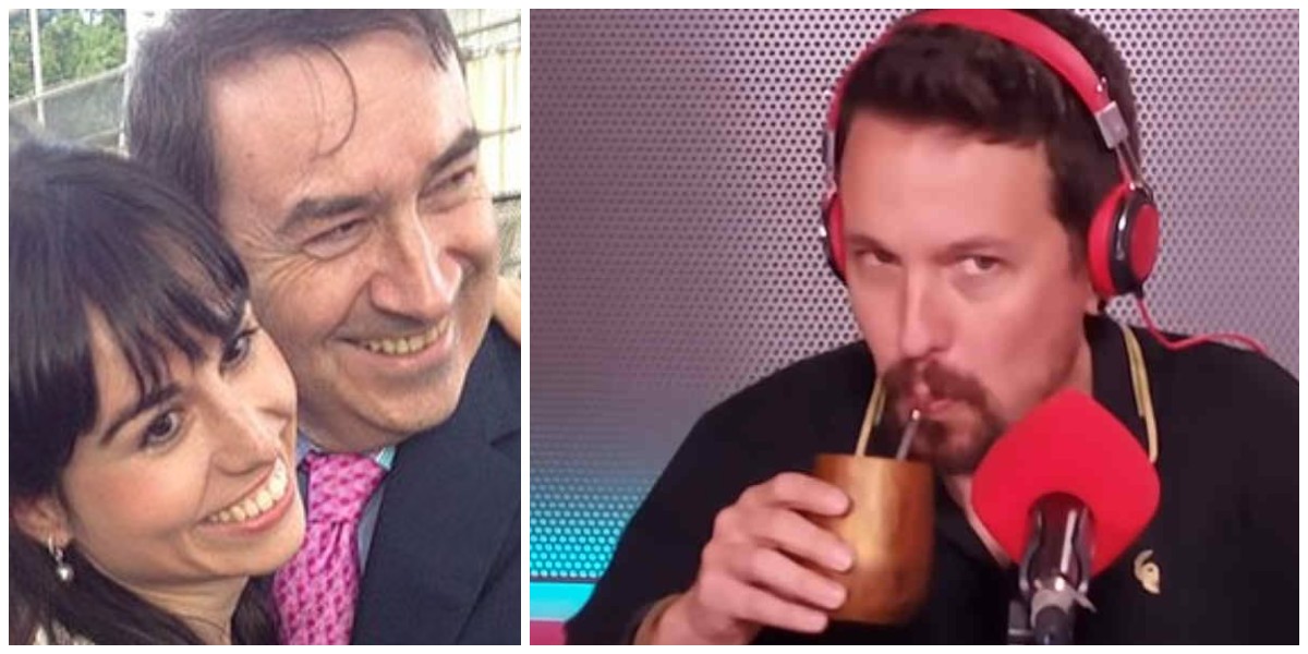 Mar&iacute;a Ram&iacute;rez, con su padre, Pedrojota y Pablo Iglesias.