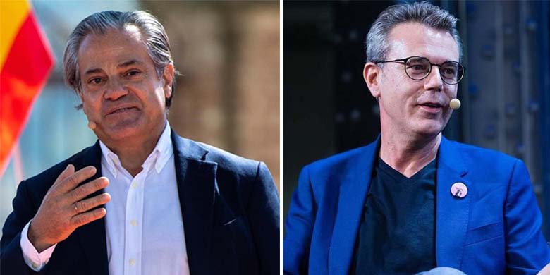 Marcos de Quinto y el periodista Pedro Vall&iacute;n