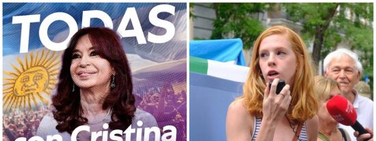 El cartel de apoyo a la expresidenta populista argentina y Lilith Verstrynge haciendo lo que mejor se le da, demagogia.